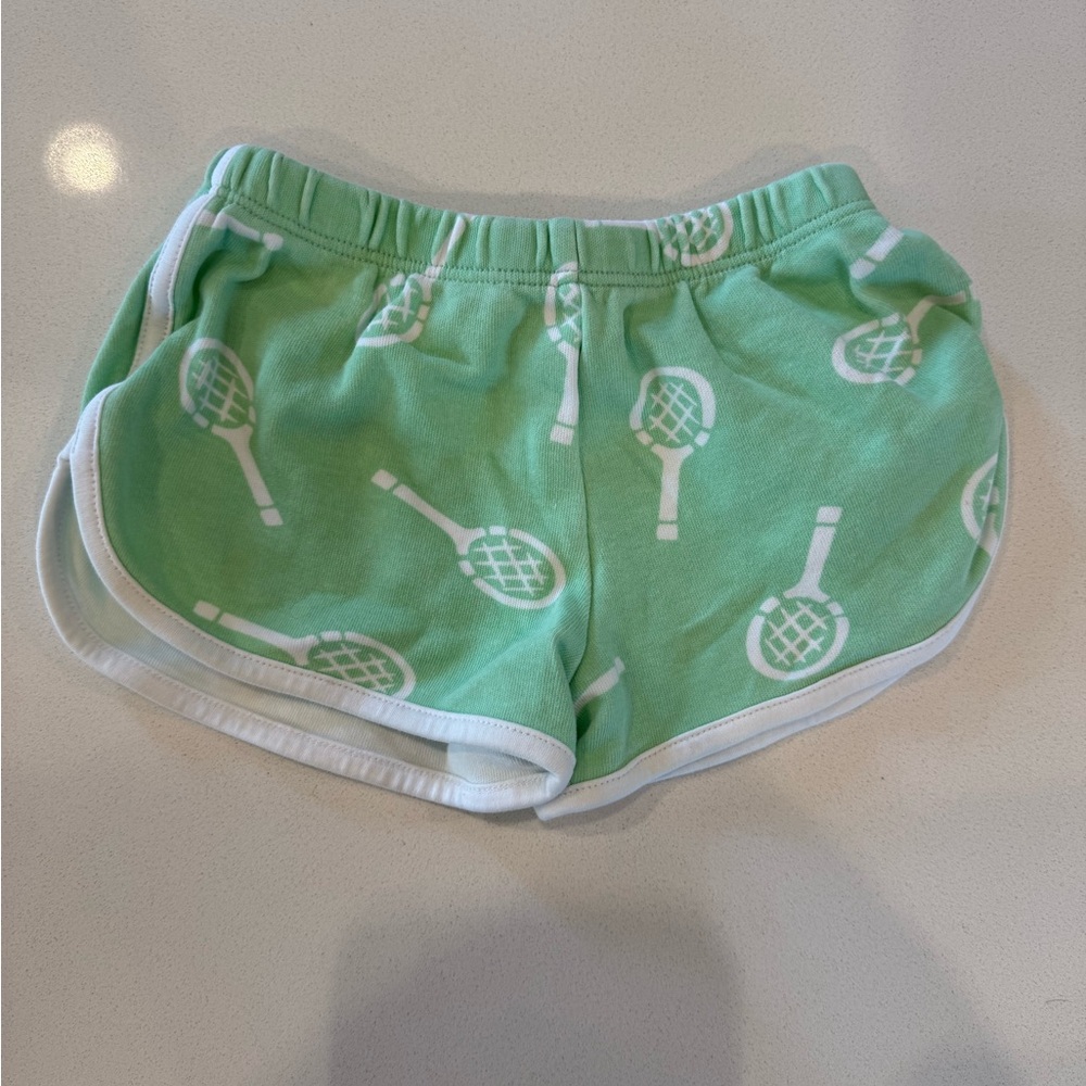 The Beaufort Bonnet Company Mint Green Tennis Print Kids Shorts